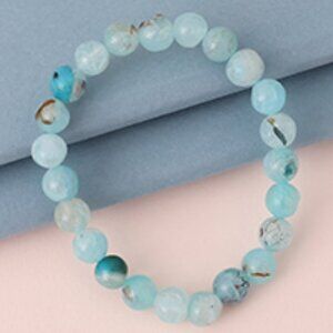 Blue JADE Bracelet Stretch Fit Handmade